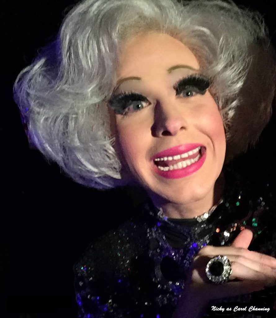 Nicky as Carol Channing headshot.